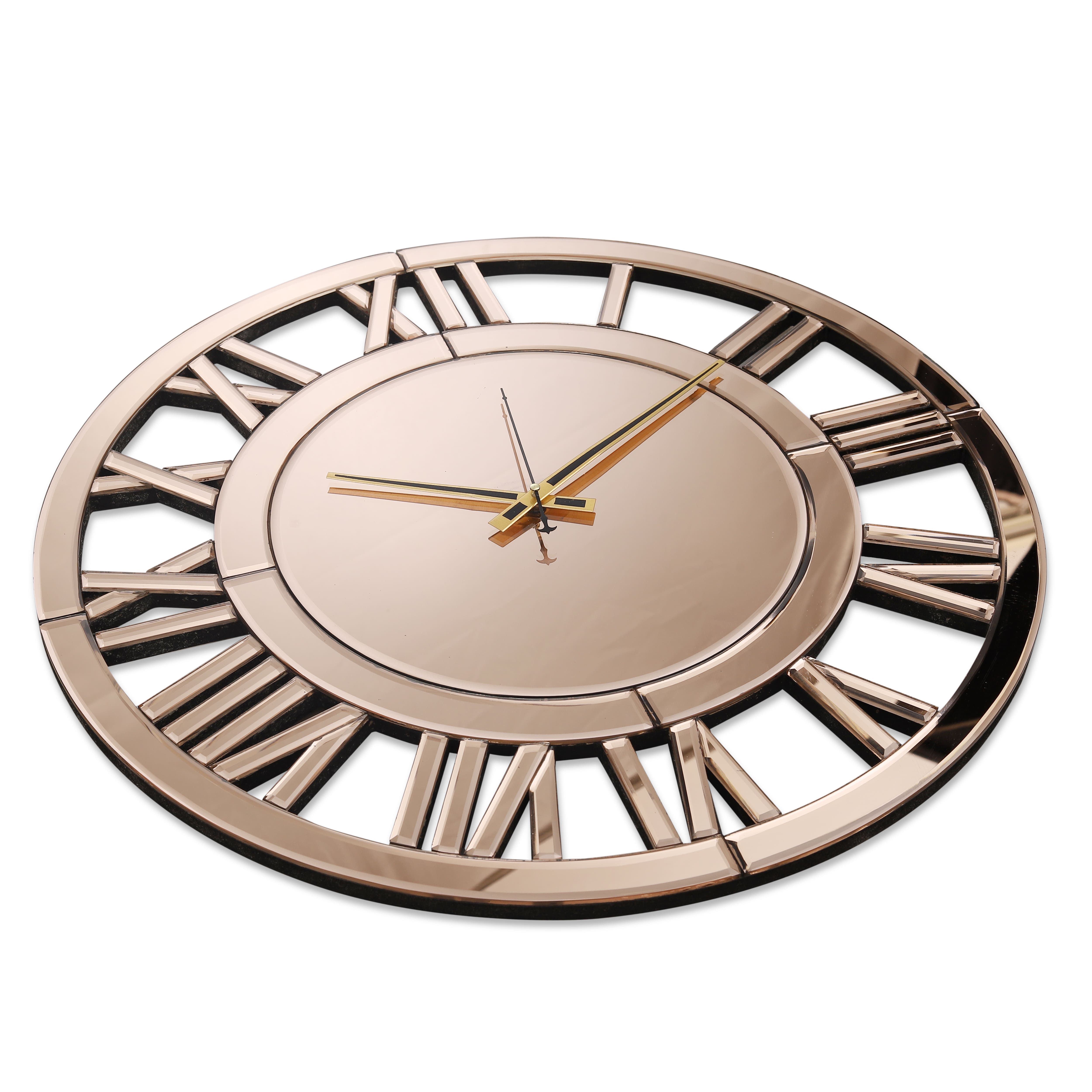 Mirror Wall Clock Roman Numerical Style Pink thumbnail Mirror Wall Clock Roman Numerical Style Pink thumbnail