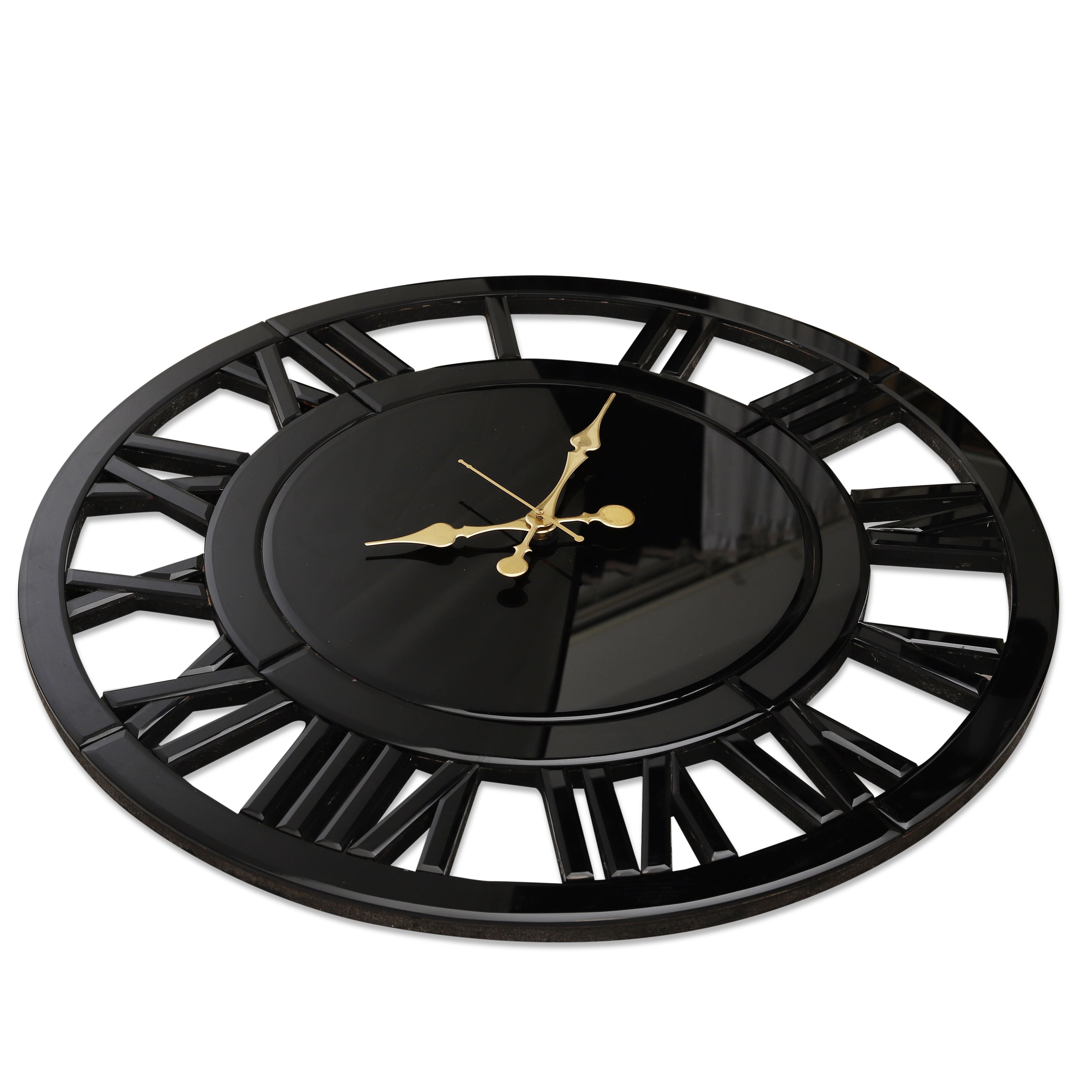 Mirror Wall Clock Roman Numerical Style Black thumbnail