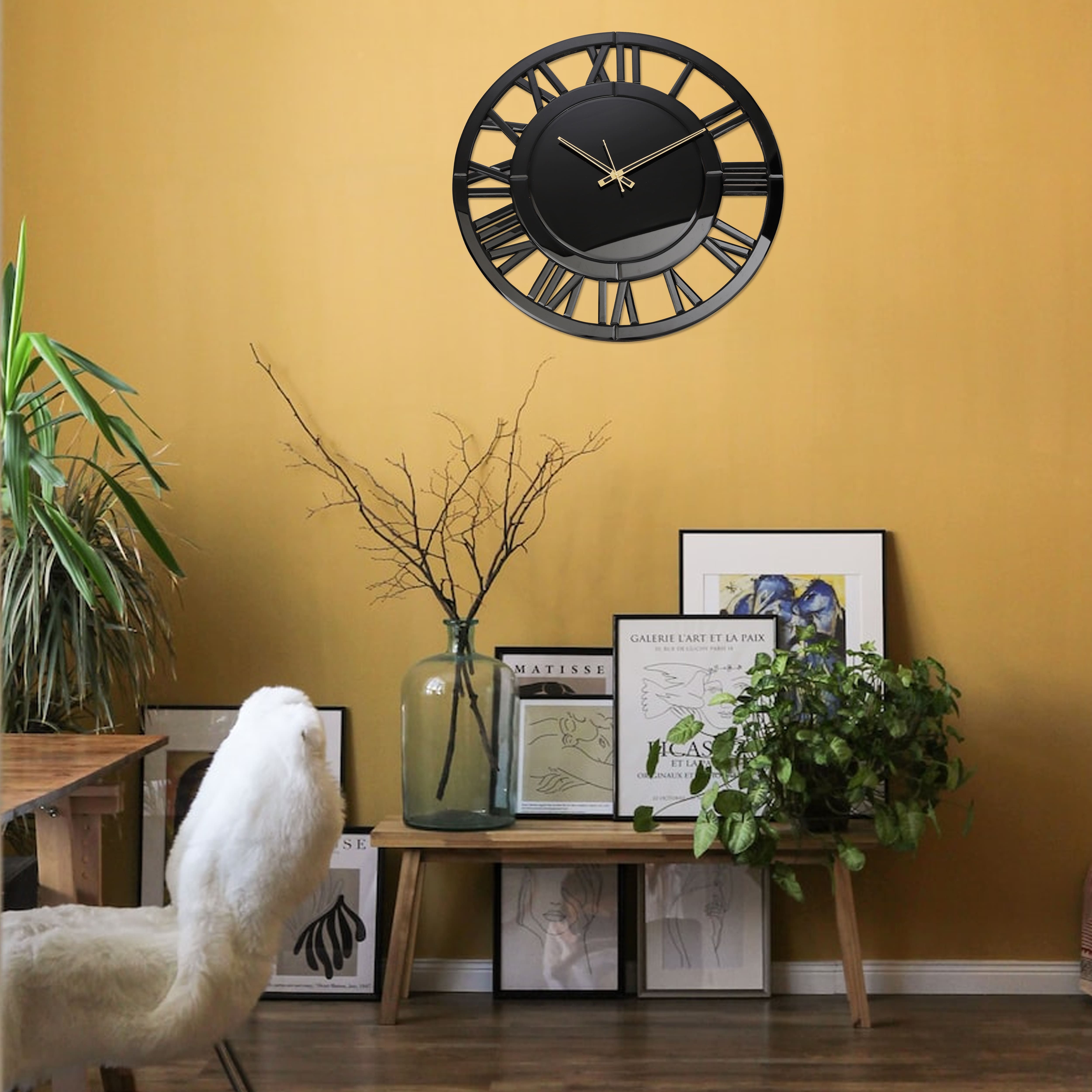 Mirror Wall Clock Roman Numerical Style Black Mirror Wall Clock Roman Numerical Style Black
