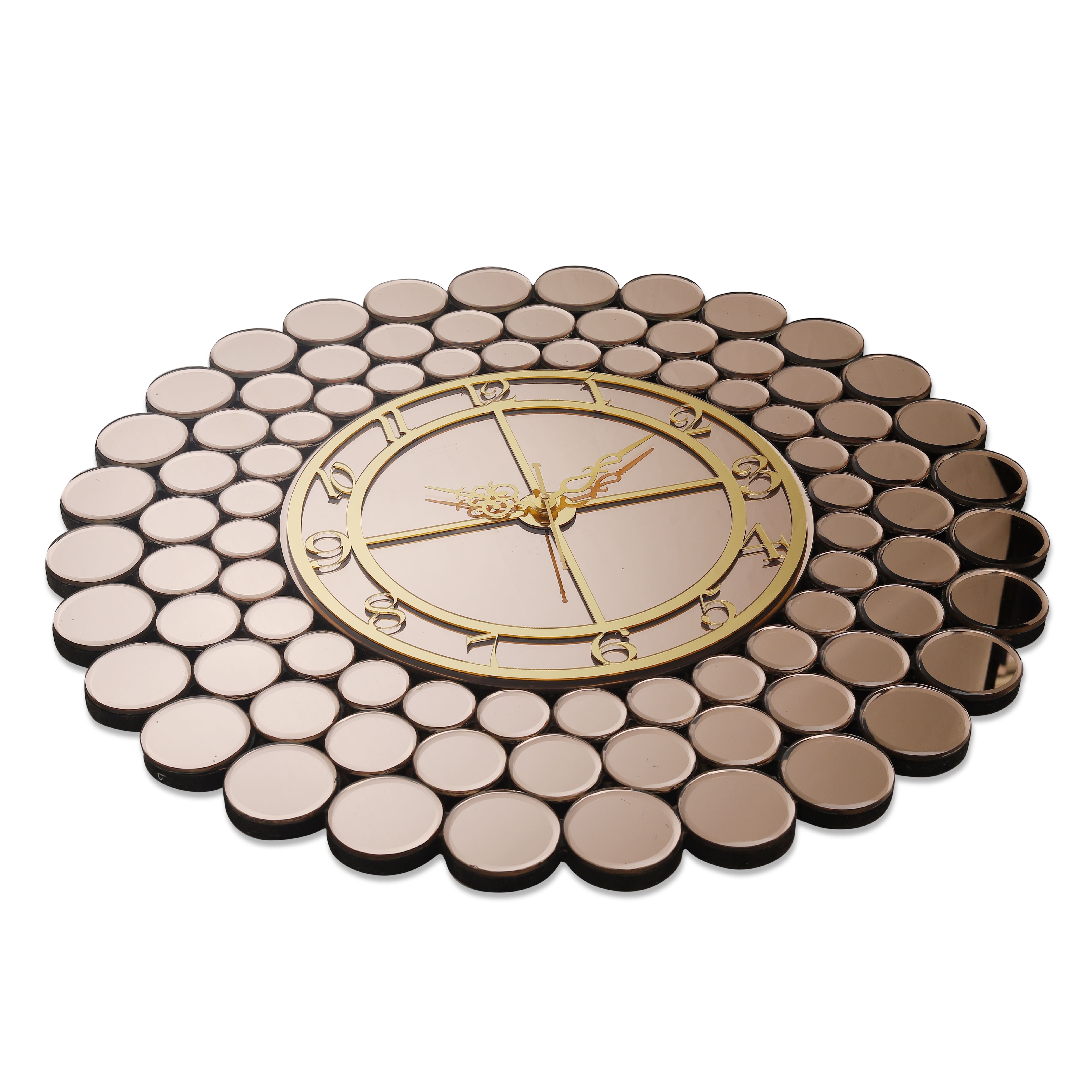 Mirror Wall Clock Round Circle Style Pink thumbnail