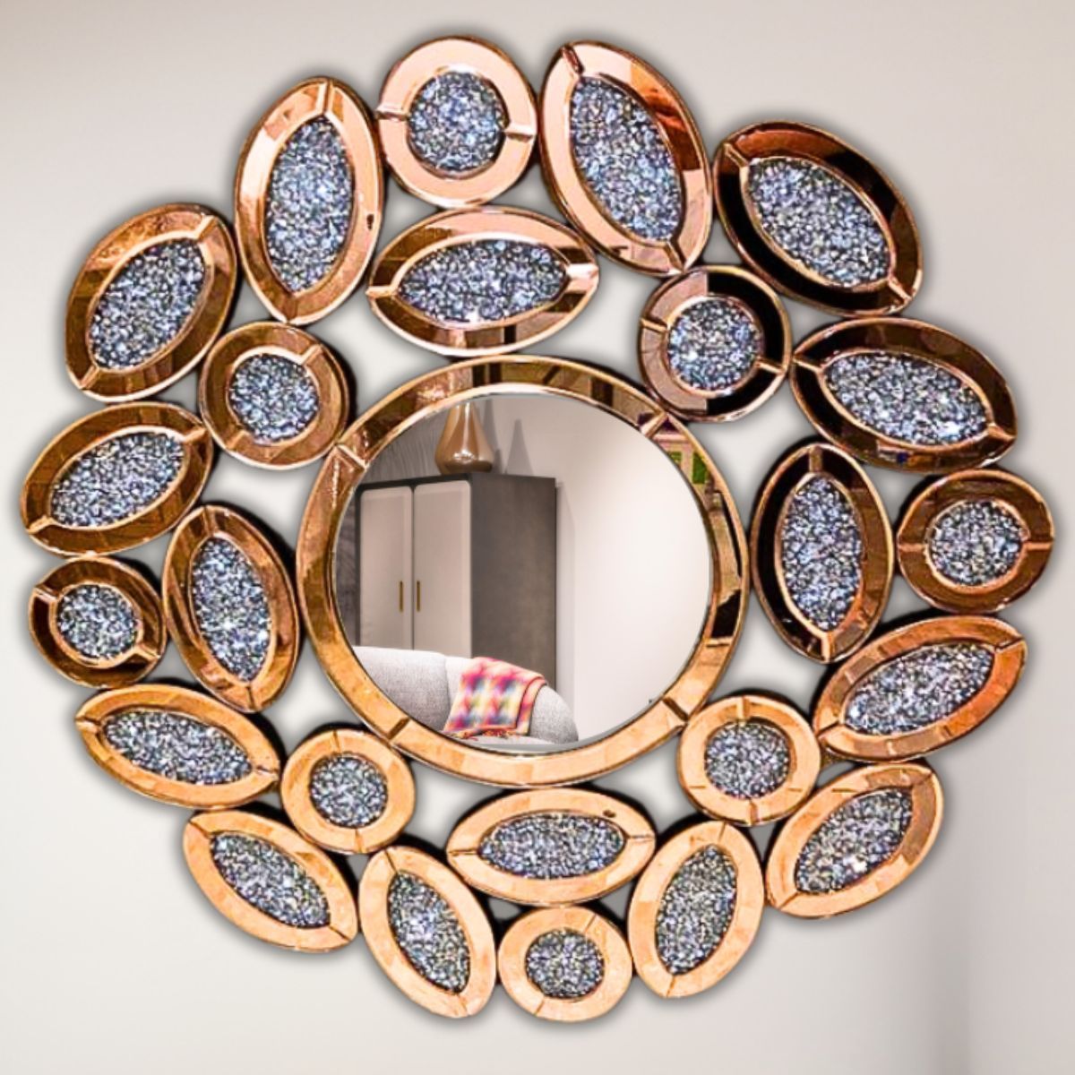 3D Cystal Diamand Wall Mirror Oval and Round Circle Style thumbnail 3D Cystal Diamand Wall Mirror Oval and Round Circle Style thumbnail