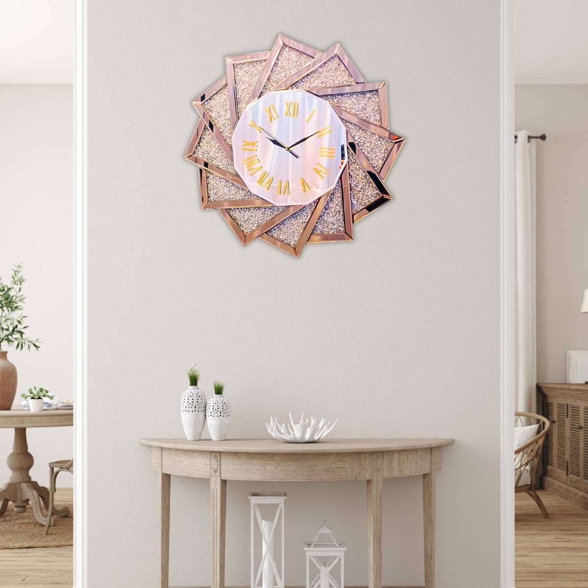 Crystal Star Design Mirror Wall Clock