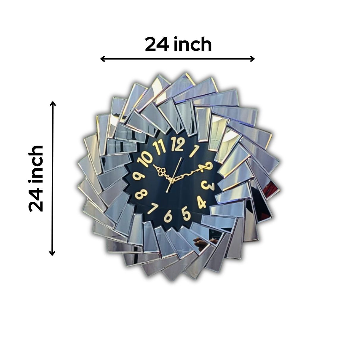 Mirror Wall Clock New UpDown Style Black Dial thumbnail Mirror Wall Clock New UpDown Style Black Dial thumbnail