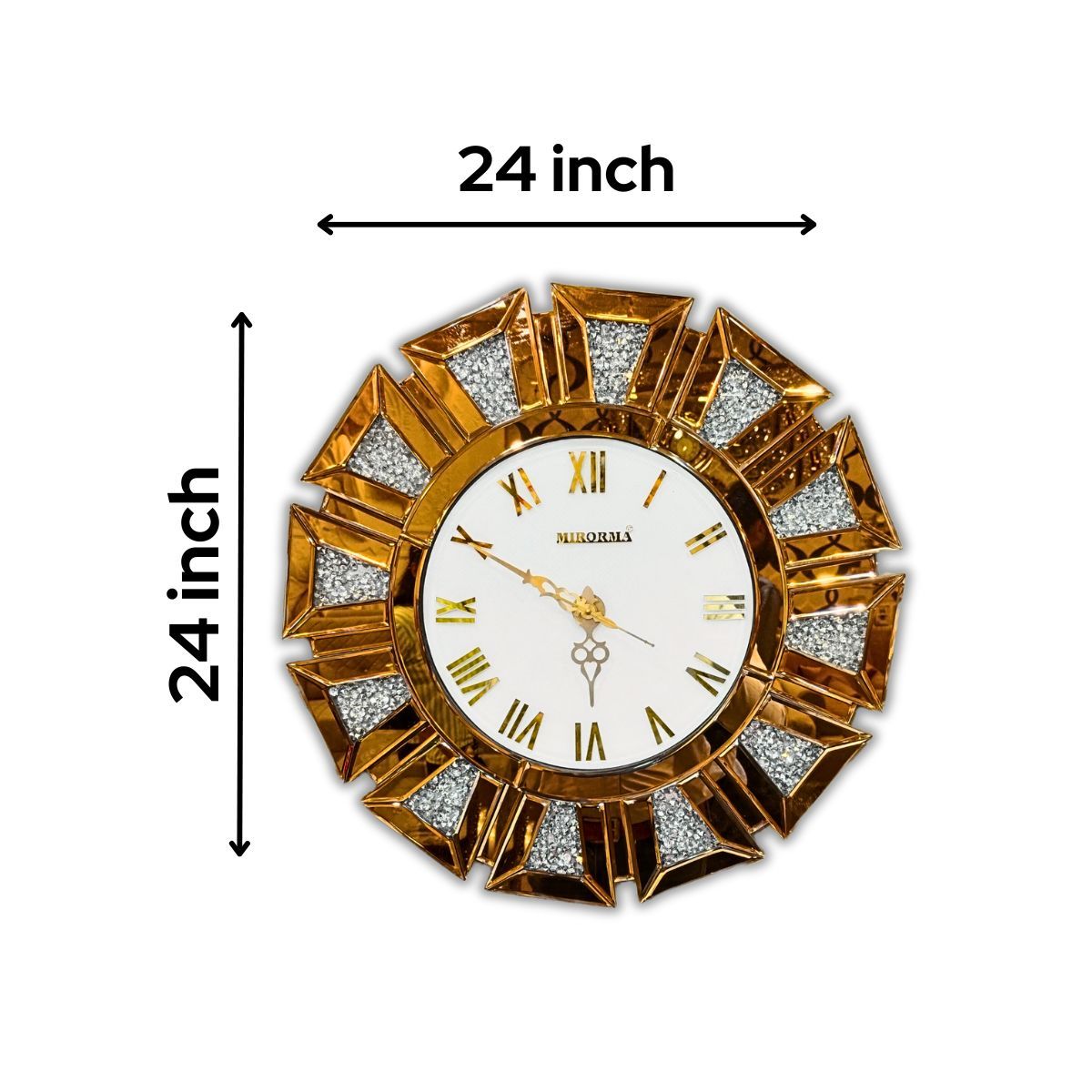 Crystal Diamond Design Mirror Wall Clock Copper Color thumbnail Crystal Diamond Design Mirror Wall Clock Copper Color thumbnail