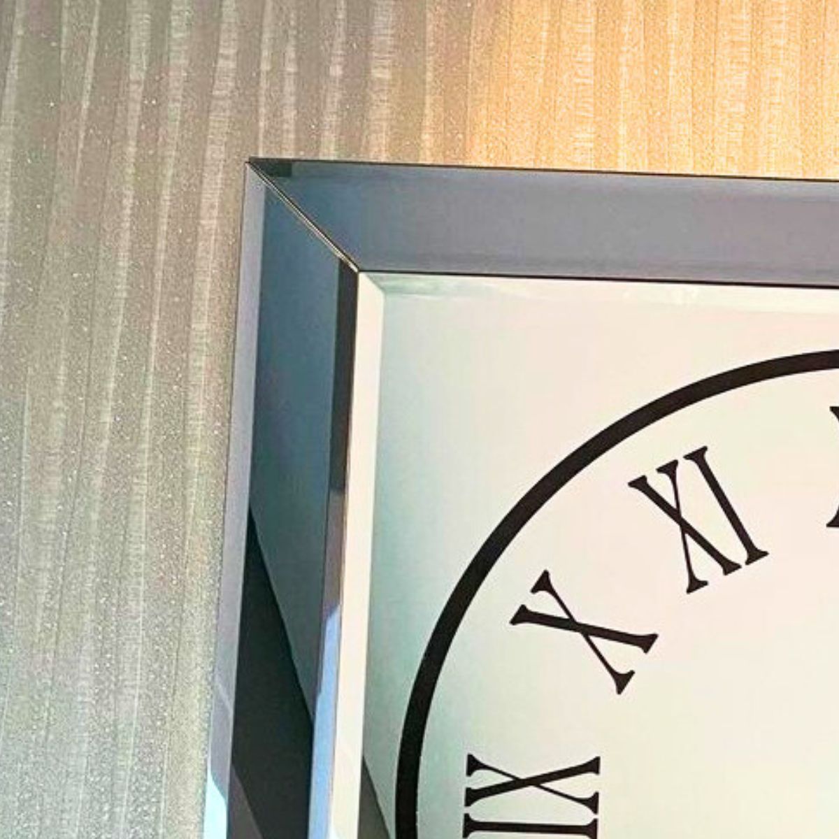 Frosted Square Shape Roman Number Mirror Clock (24x24 Inch)  thumbnail