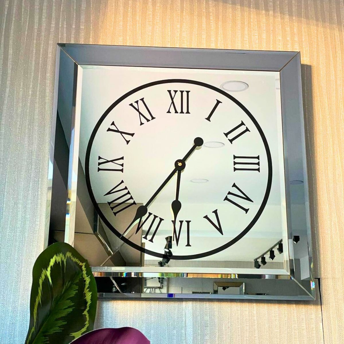 Frosted Square Shape Roman Number Mirror Clock (24x24 Inch) 