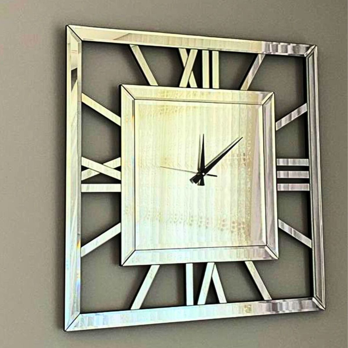 Square Shape Roman Number Mirror Clock (24x24)