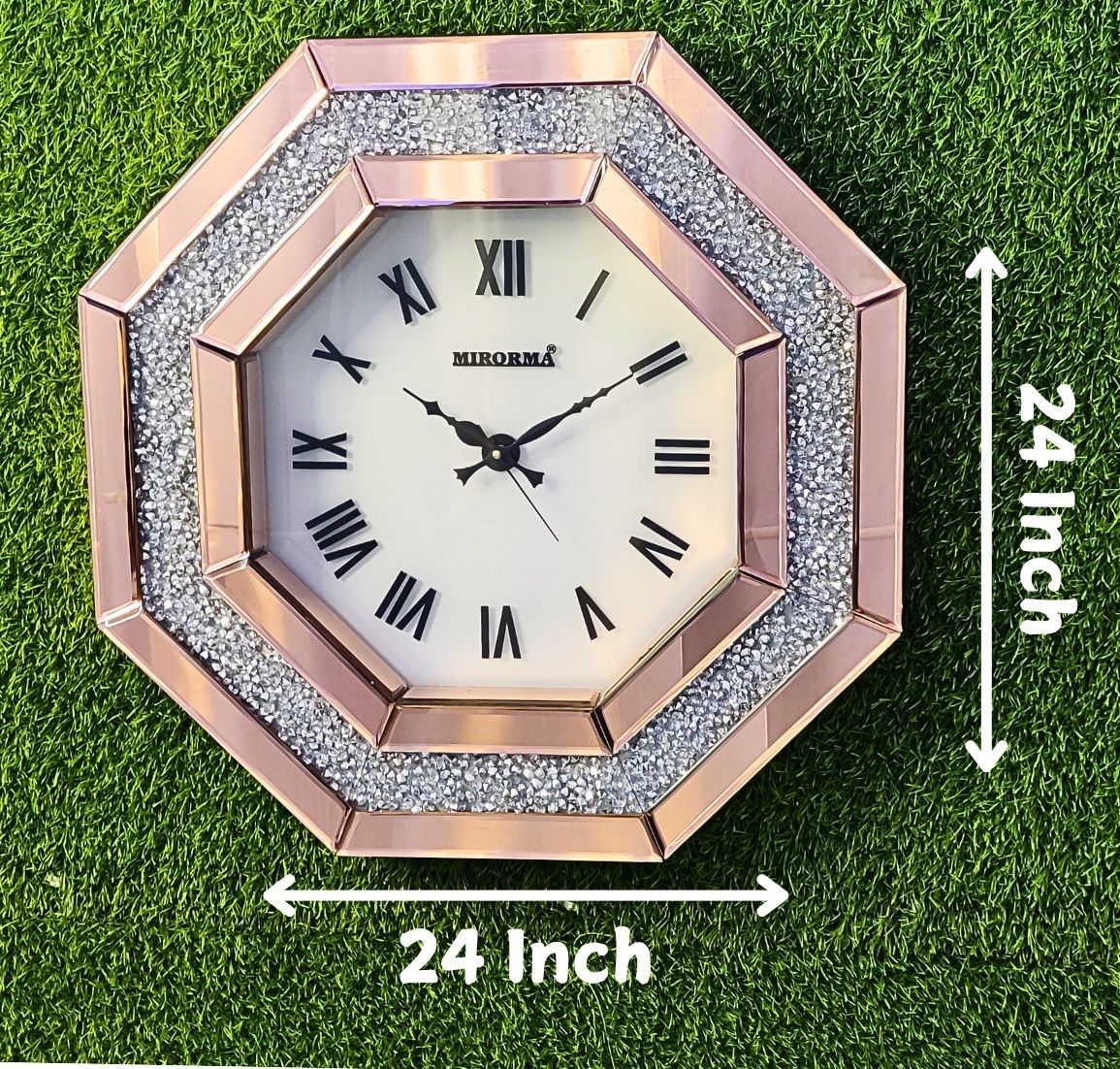 Diamond Crystal Octagon Shape Mirror Wall Clock thumbnail Diamond Crystal Octagon Shape Mirror Wall Clock thumbnail