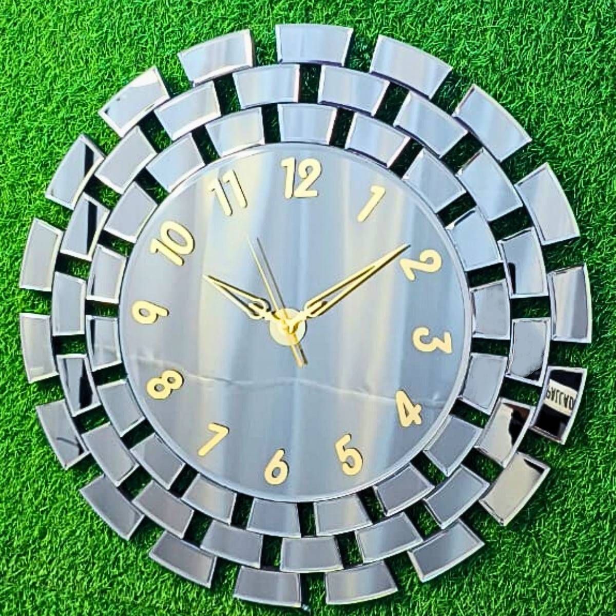 Gitti Style Mirror wall Clock Grey Color (24x24) Inch