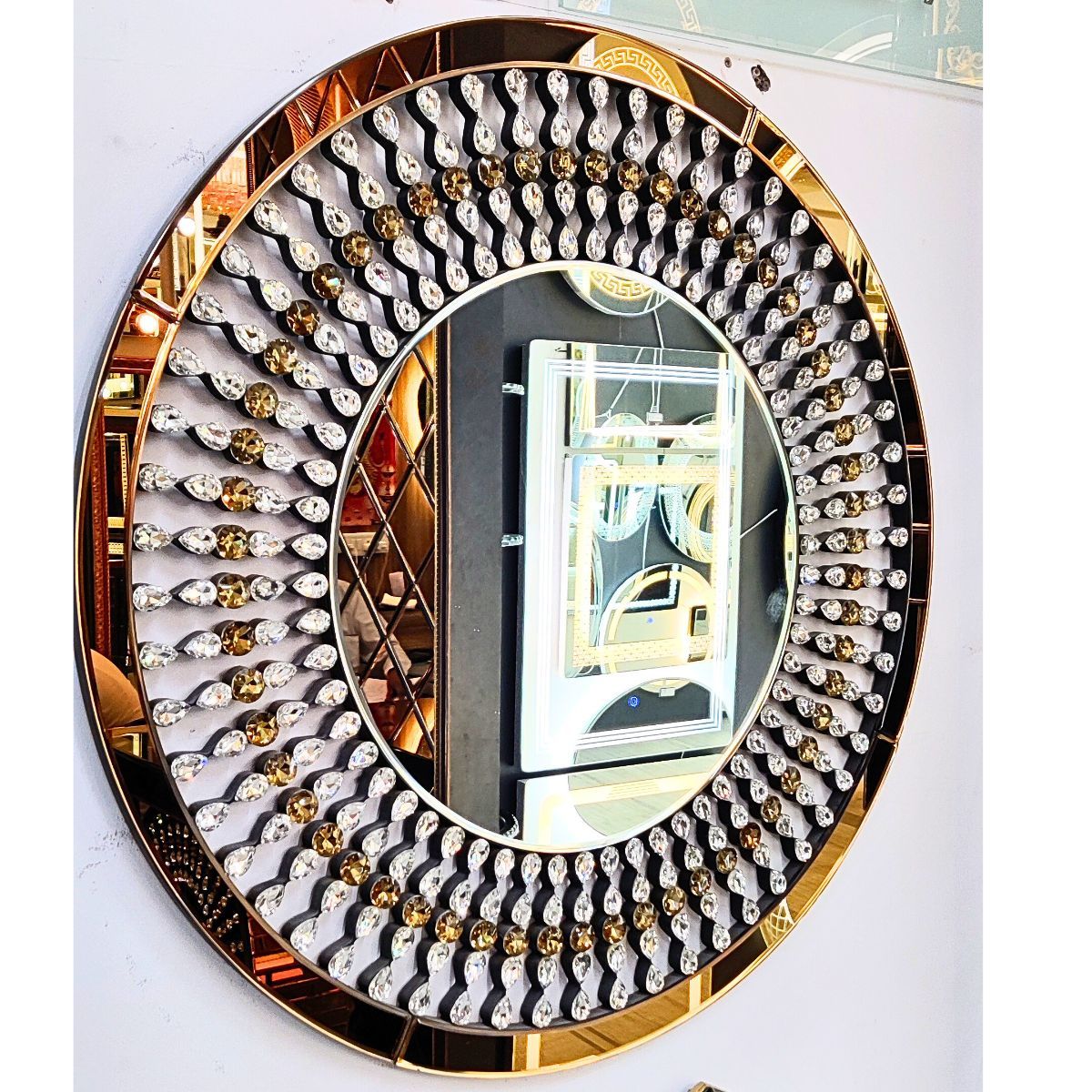 Jarkan Diamond Stone Wall Mirror (36x36) inch Jarkan Diamond Stone Wall Mirror (36x36) inch