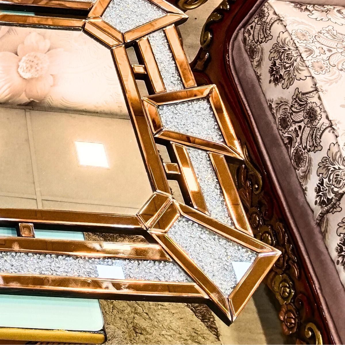 Crush Diamond Style Wall Mirror Rectangle Shape Copper Color (36x48) Inch thumbnail