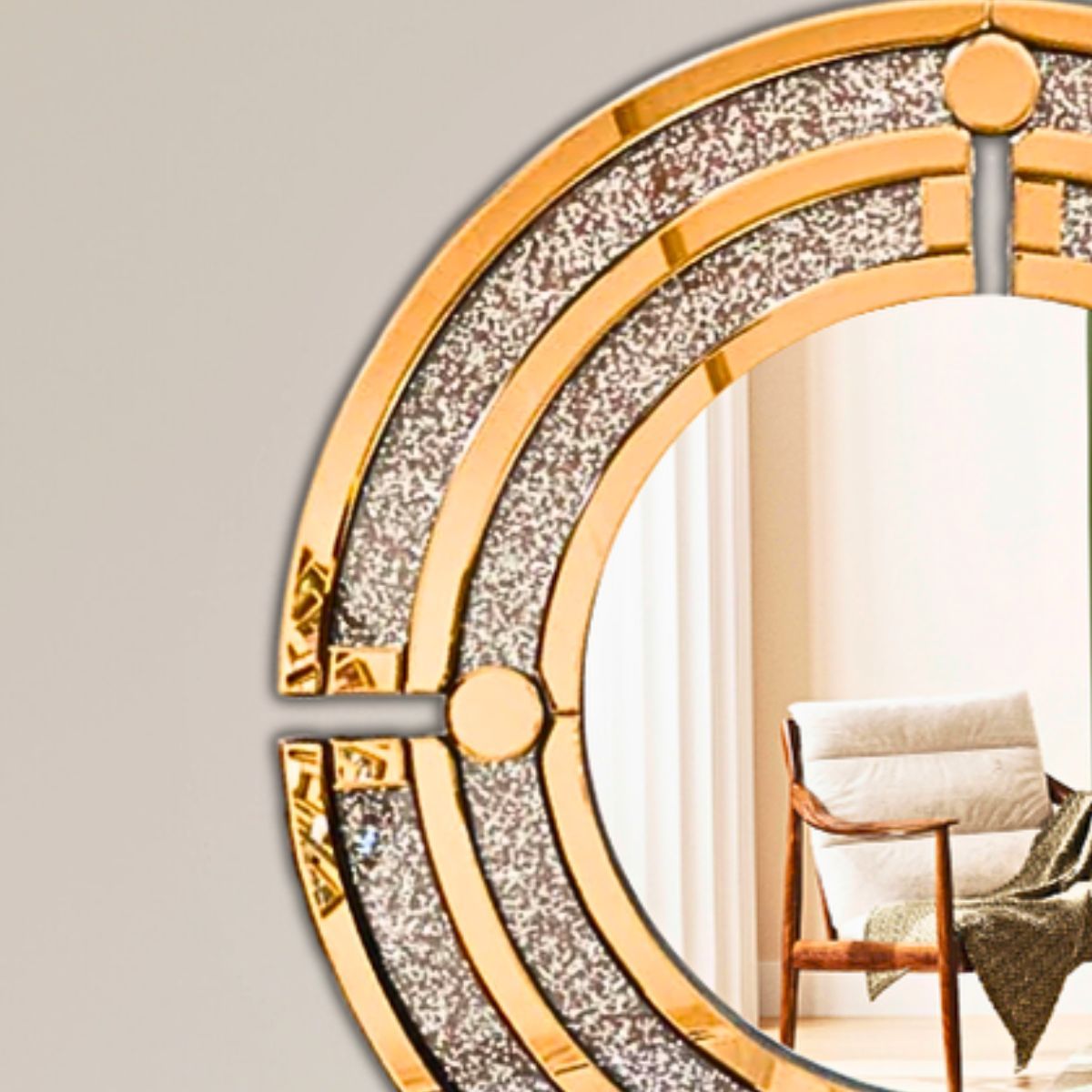 Double Ring Style Wall Mirror Round Shape (36x36) Inch thumbnail
