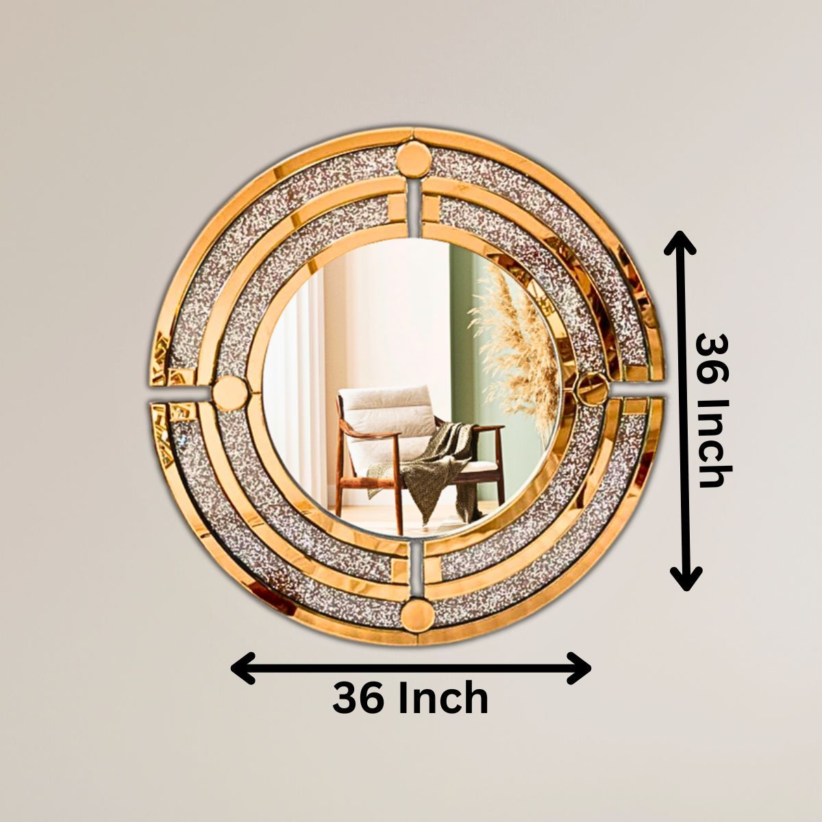 Double Ring Style Wall Mirror Round Shape (36x36) Inch thumbnail