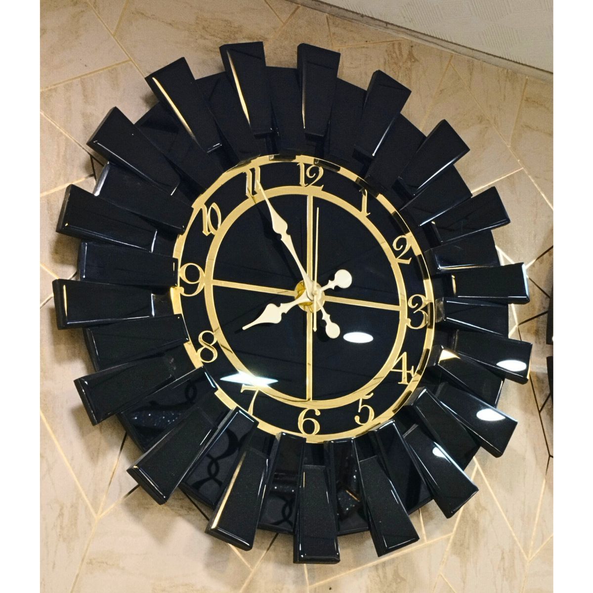 Elegant Updown Design Mirror Wall Clock Black Color (23x23 Inches) Elegant Updown Design Mirror Wall Clock Black Color (23x23 Inches)