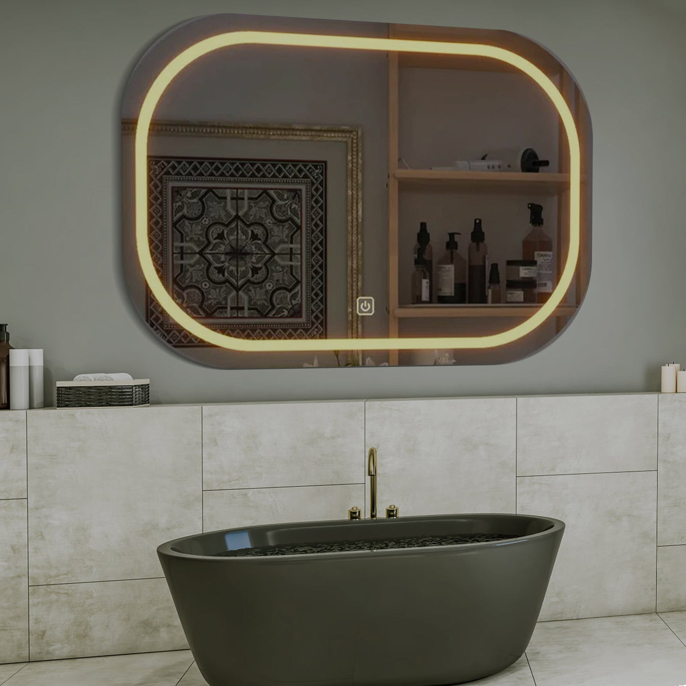 Design LED Curved Rectangle Bathroom Mirror thumbnail