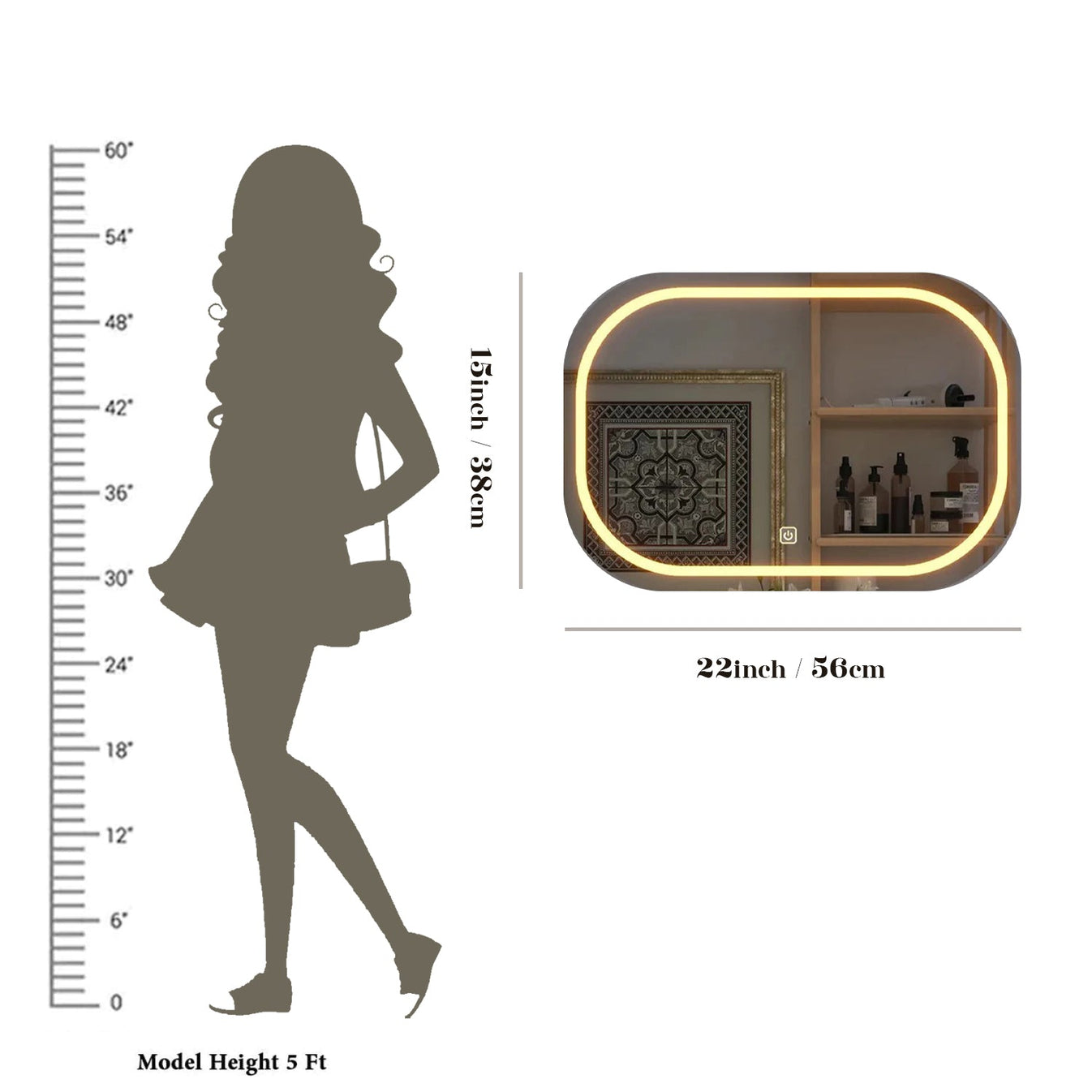 Design LED Curved Rectangle Bathroom Mirror thumbnail