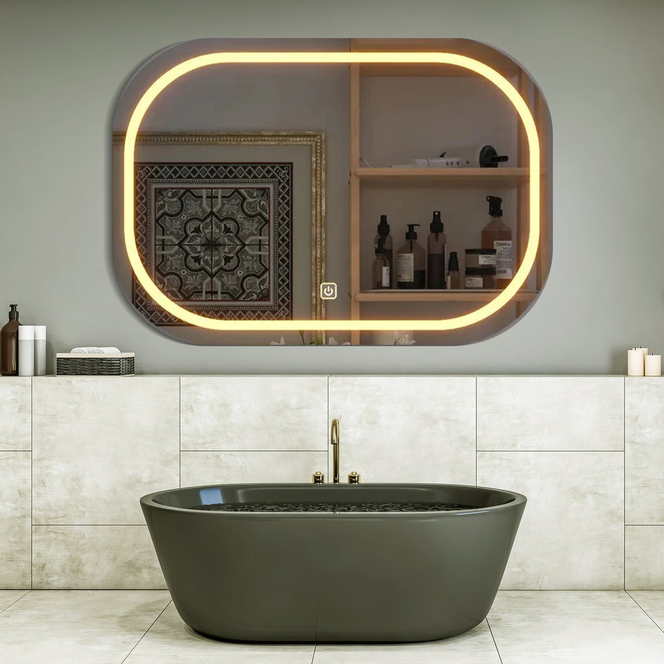Design LED Curved Rectangle Bathroom Mirror Design LED Curved Rectangle Bathroom Mirror