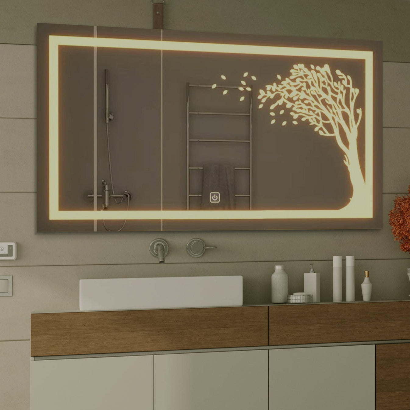 Autumn Tree LED Rectangular Shape Bathroom Mirror thumbnail