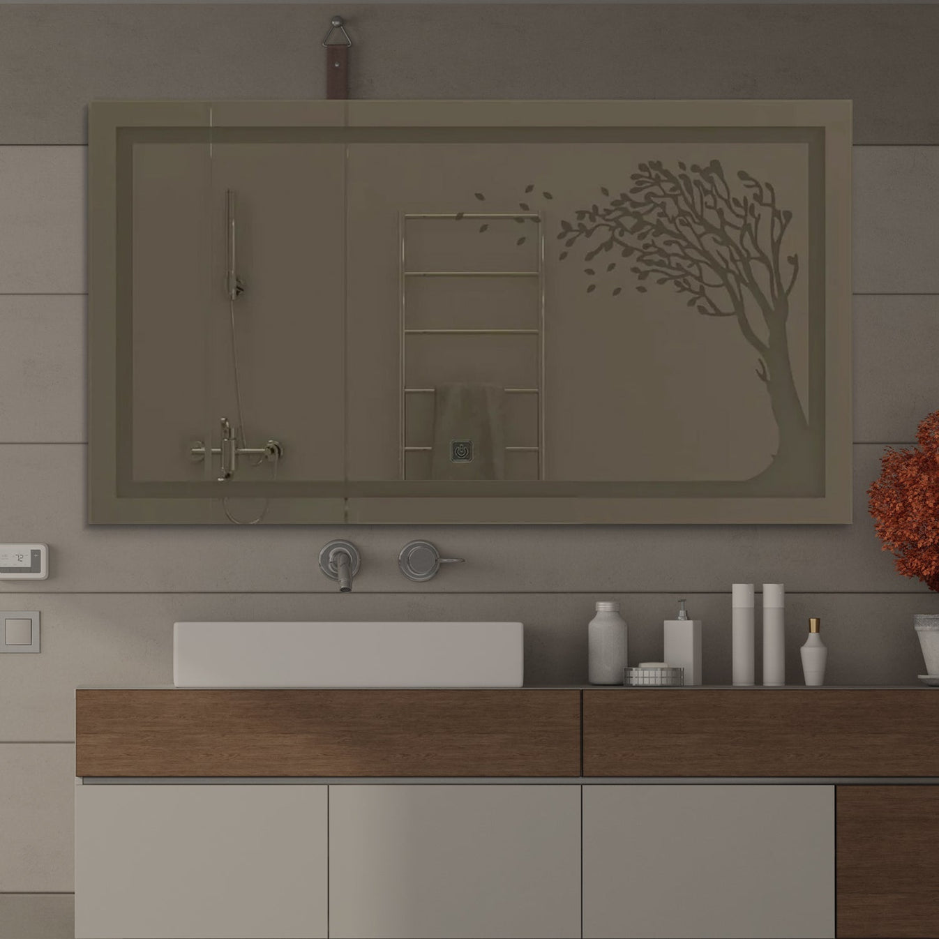 Autumn Tree LED Rectangular Shape Bathroom Mirror thumbnail