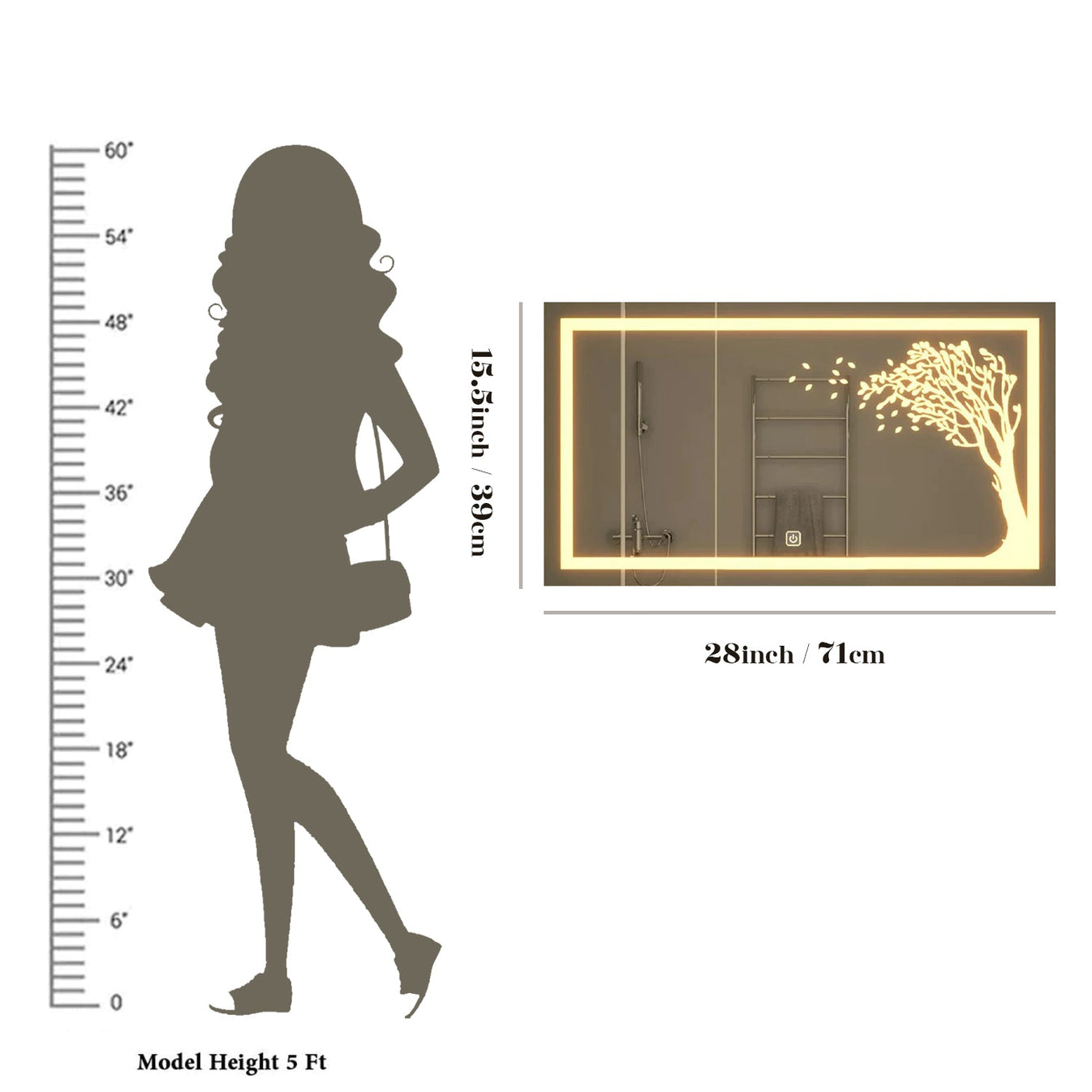 Autumn Tree LED Rectangular Shape Bathroom Mirror thumbnail