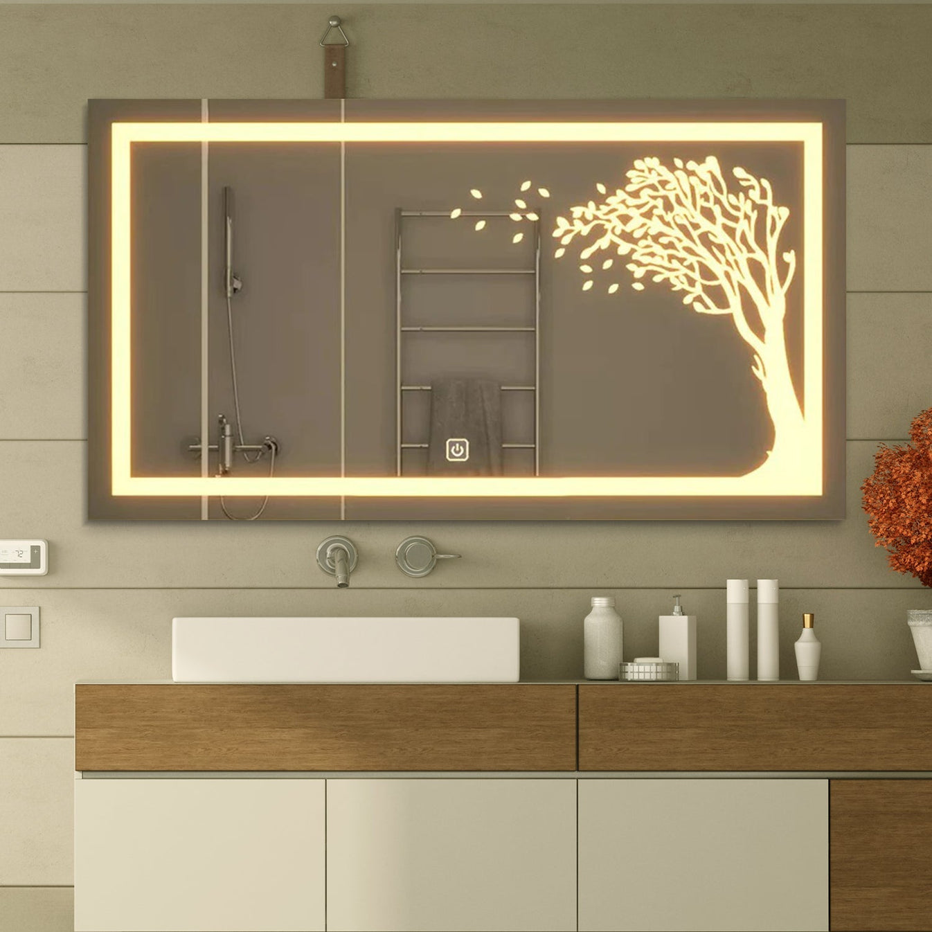 Autumn Tree LED Rectangular Shape Bathroom Mirror Autumn Tree LED Rectangular Shape Bathroom Mirror
