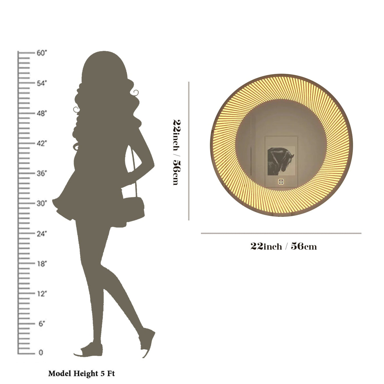 Design Semi-Spiral Round LED Bathroom Mirror thumbnail