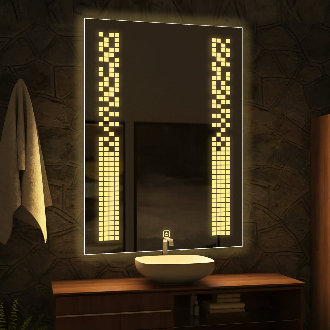 Rectangular Shaped Minimalistic Design LED Bathroom Mirror thumbnail Rectangular Shaped Minimalistic Design LED Bathroom Mirror thumbnail