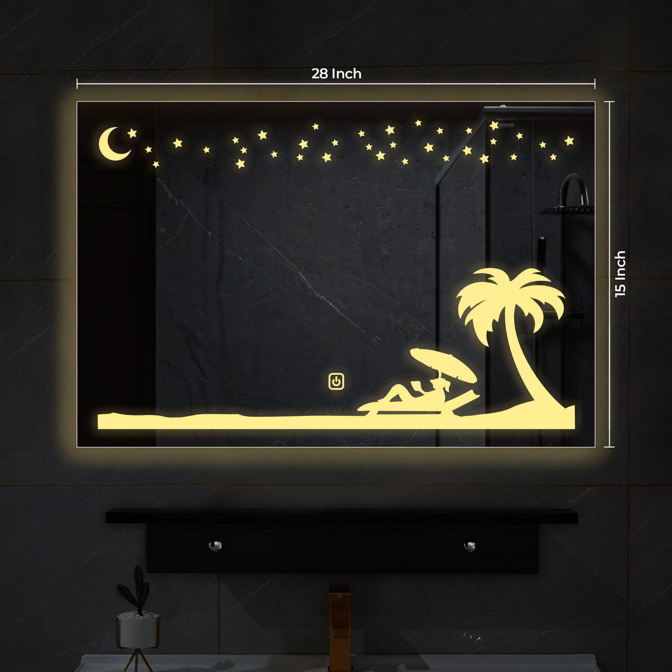 Rectangular Beautiful Beach Theme Based LED Bathroom Wall Mirror thumbnail