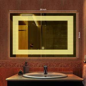  Rectangular Shaped Line Art Pattern LED Bathroom Wall Mirror thumbnail