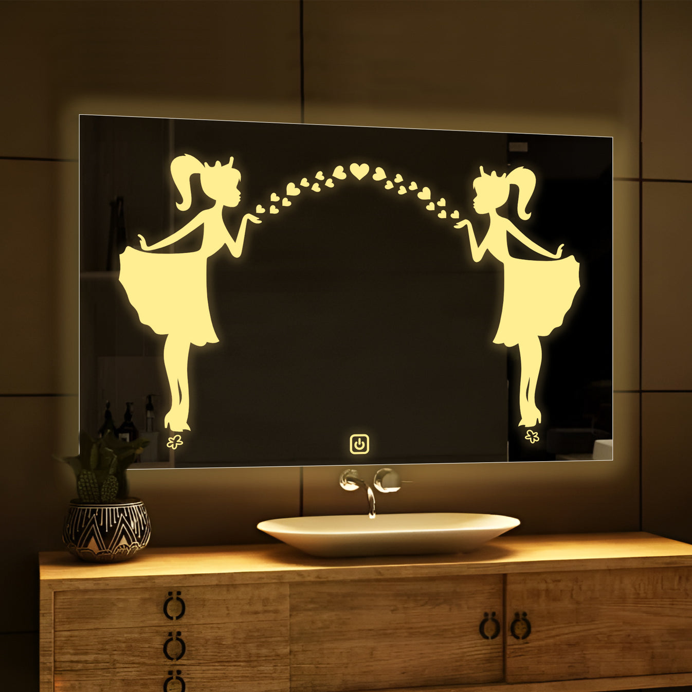  Rectangular Shaped Fairy Girl Design LED Bathroom Wall Mirror thumbnail