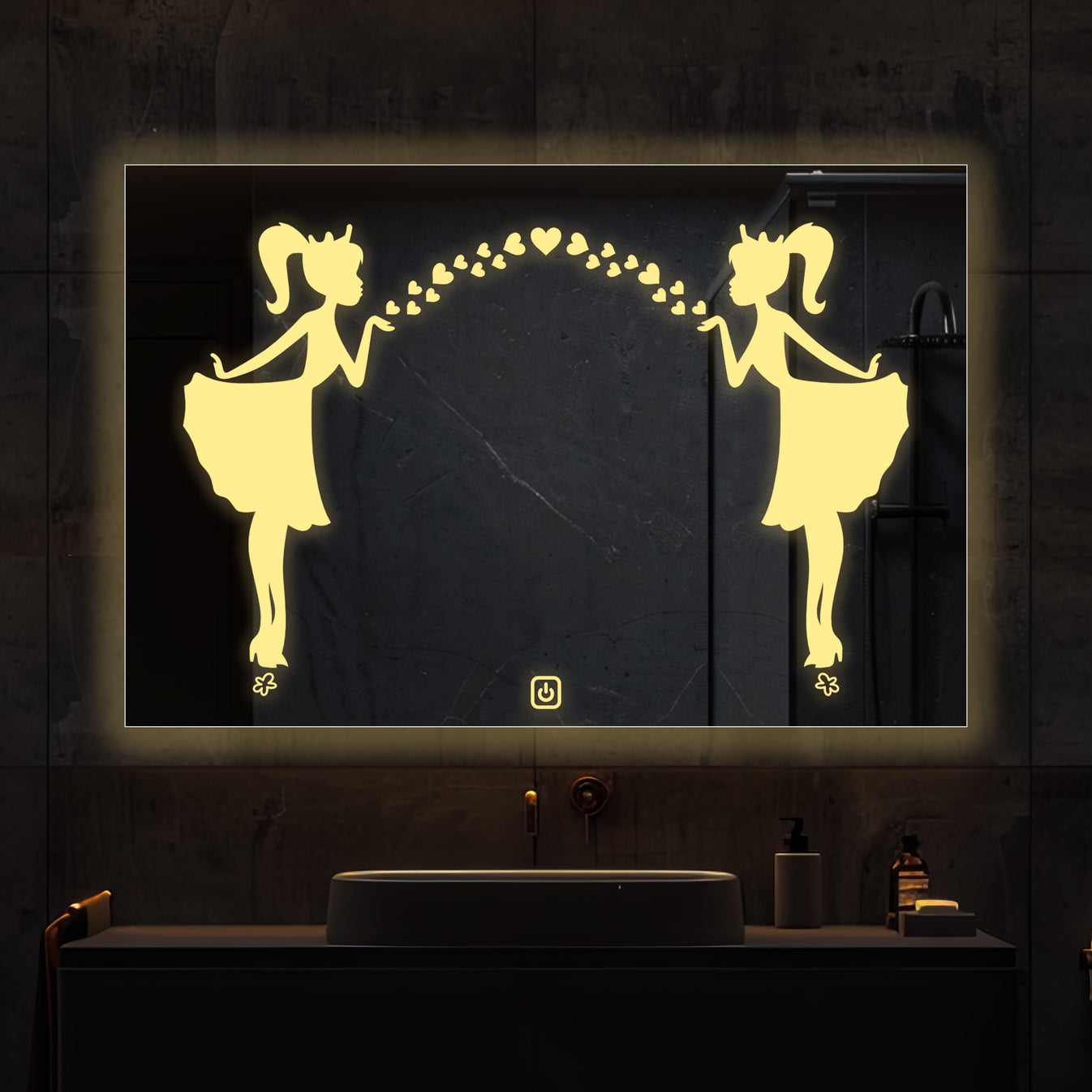  Rectangular Shaped Fairy Girl Design LED Bathroom Wall Mirror thumbnail