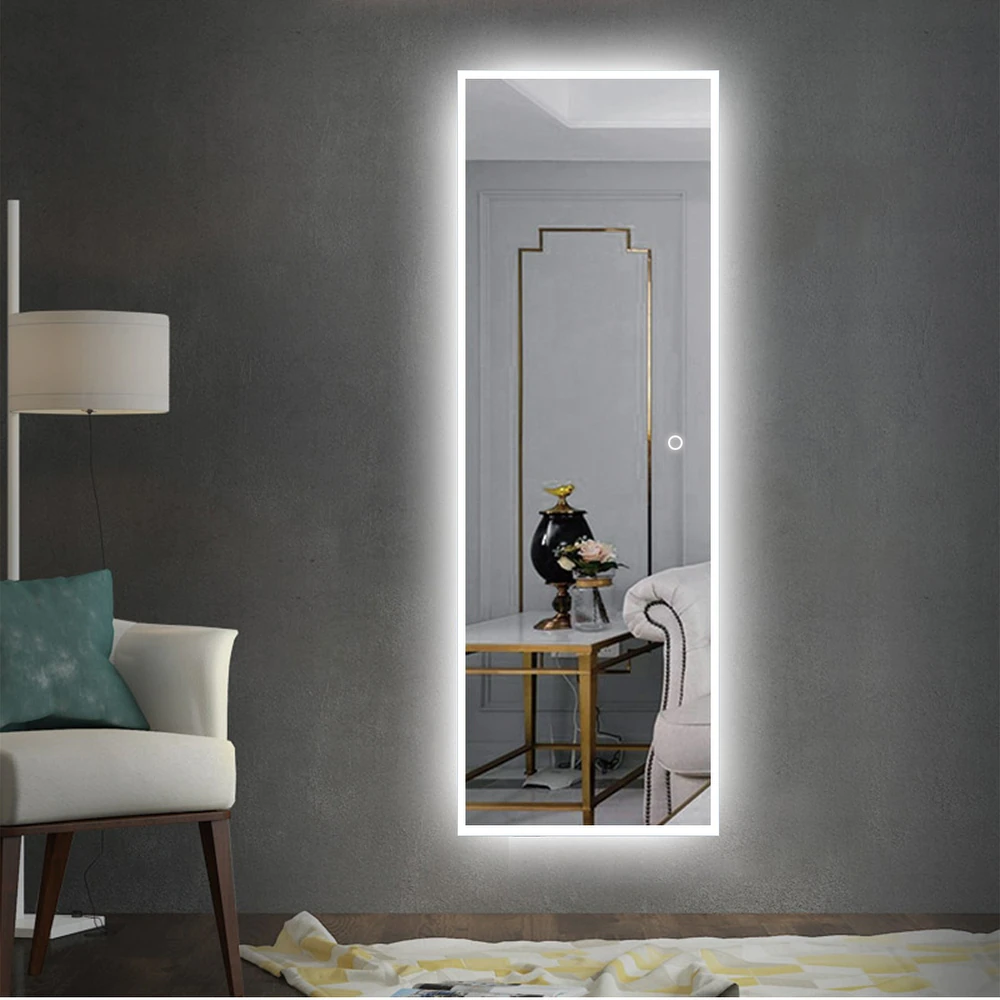 Lighted Dressing Mirror Large Rectangle Bathroom Mirrors Dimmable LED Vanity Mirror with Touch Button thumbnail Lighted Dressing Mirror Large Rectangle Bathroom Mirrors Dimmable LED Vanity Mirror with Touch Button thumbnail