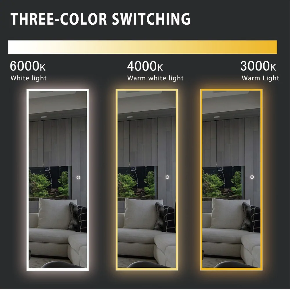 Lighted Dressing Mirror Large Rectangle Bathroom Mirrors Dimmable LED Vanity Mirror with Touch Button thumbnail Lighted Dressing Mirror Large Rectangle Bathroom Mirrors Dimmable LED Vanity Mirror with Touch Button thumbnail