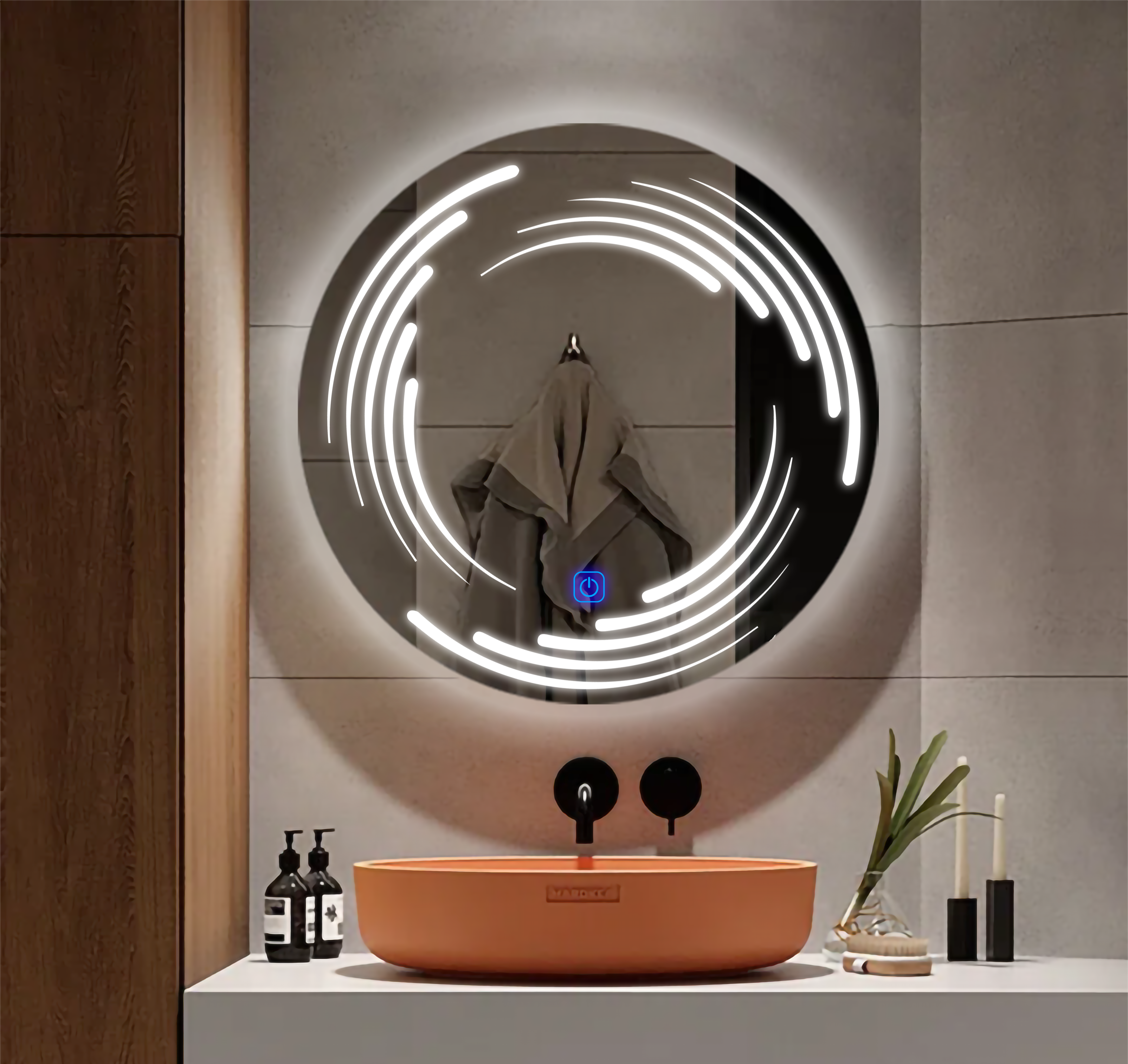 Round Bathroom Mirror With Touch Sensor (3 Lights Integrated) thumbnail