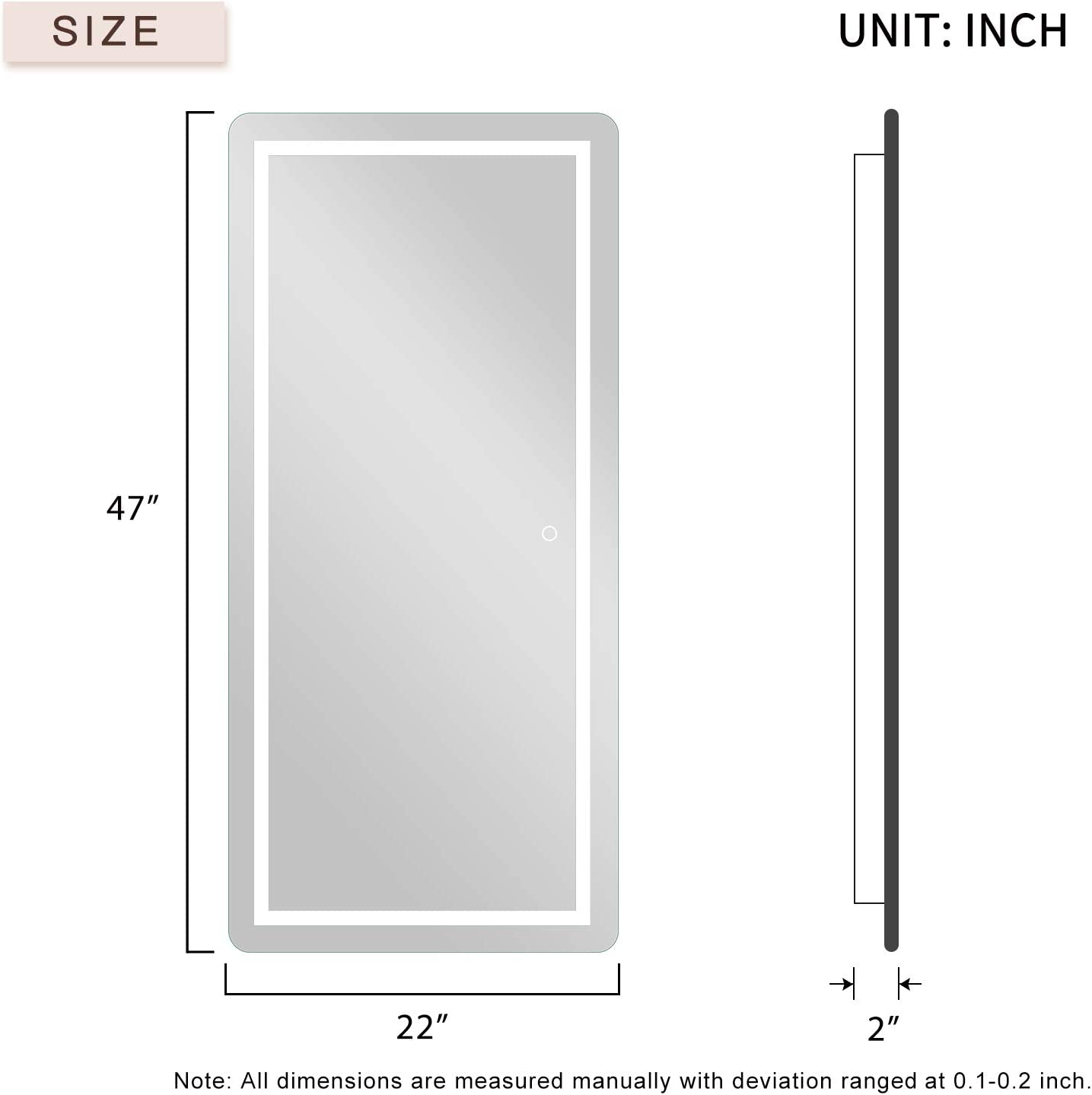 Full Length Mirror Wall Mounted Lighted Dressing Make Up Mirror Bathroom/Bedroom/Living Room thumbnail