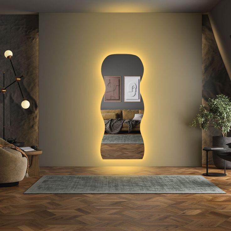 Platonic Waving Designer Led Mirror With Dimmable & Touch Sensor (3 Lights Integrated)