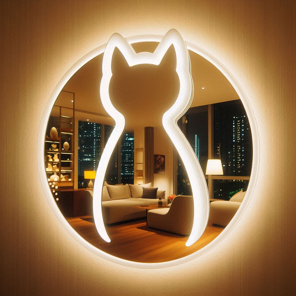 Cute Kitty Led Mirror For Kids