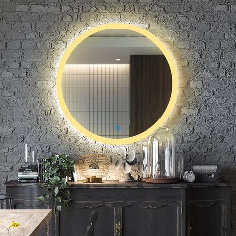 Sun Disc Edged Glow-Round LED Mirror thumbnail Sun Disc Edged Glow-Round LED Mirror thumbnail