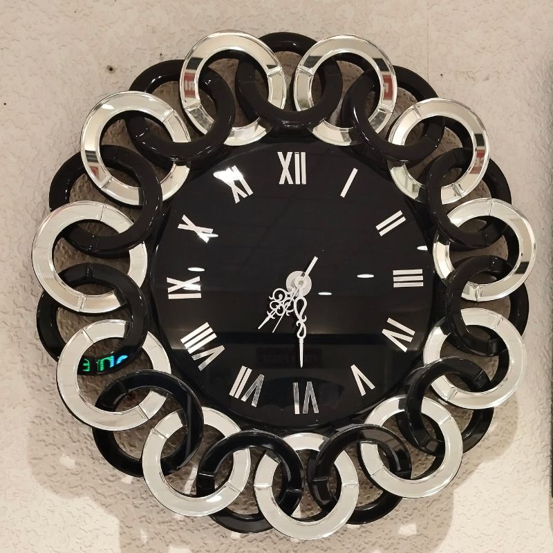 Glamorous Mirror Wall Clock with Black and White Finish Audi Glamorous Mirror Wall Clock with Black and White Finish Audi