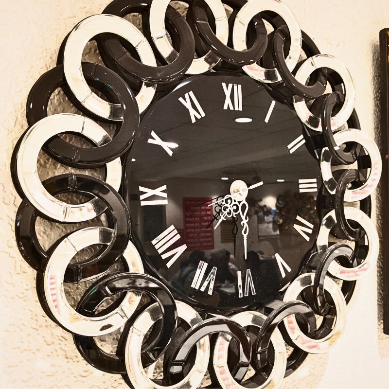 Glamorous Mirror Wall Clock with Black and White Finish Audi thumbnail