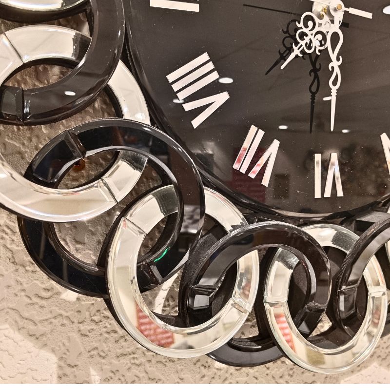 Glamorous Mirror Wall Clock with Black and White Finish Audi thumbnail