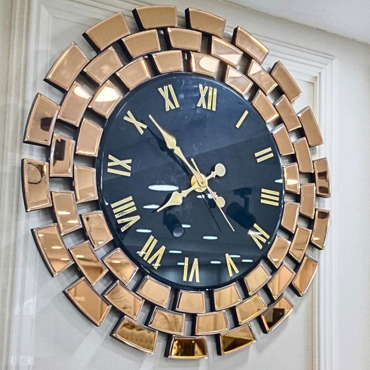 Gitti Style Mirror wall Clock Copper and Black Color (23x23) Inch thumbnail