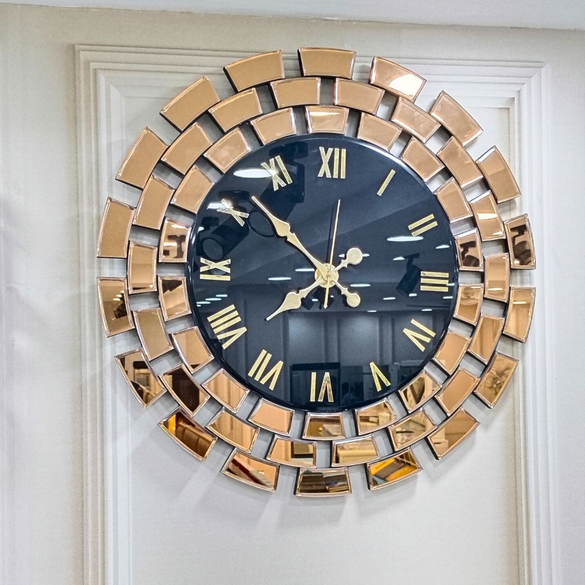 Gitti Style Mirror wall Clock Copper and Black Color (23x23) Inch thumbnail