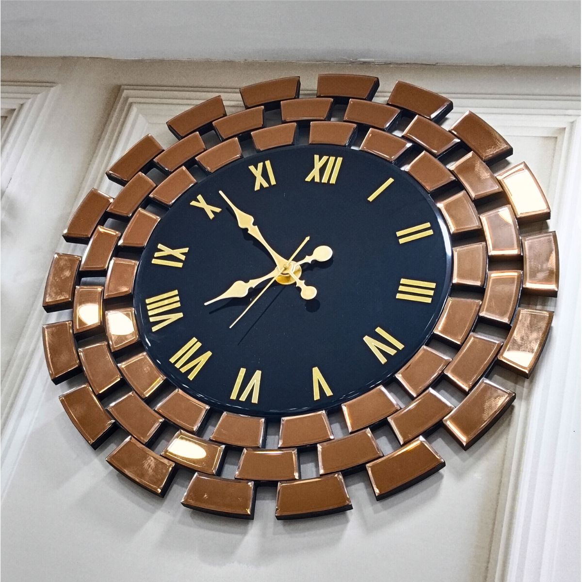 Gitti Style Mirror wall Clock Copper and Black Color (23x23) Inch thumbnail