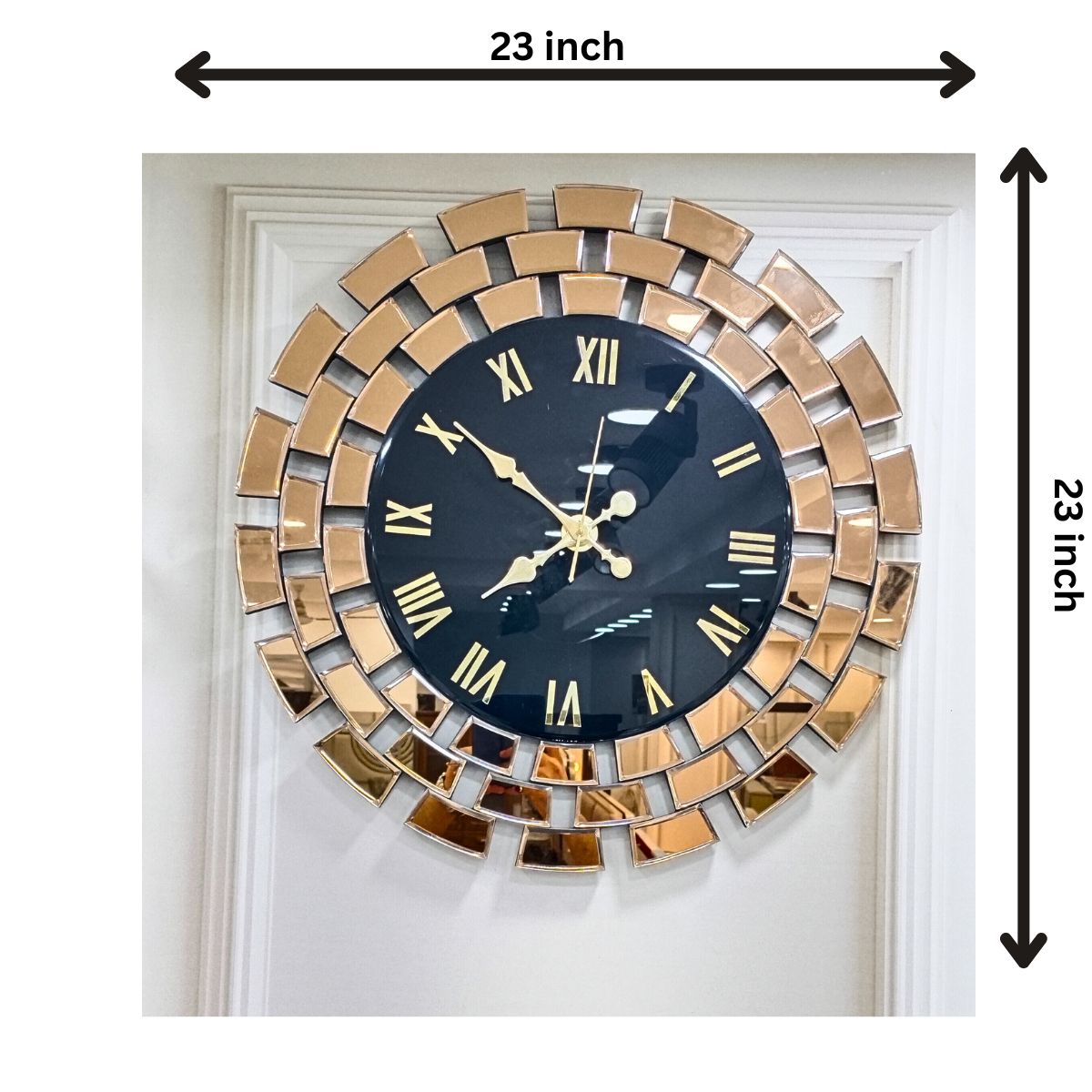 Gitti Style Mirror wall Clock Copper and Black Color (23x23) Inch thumbnail