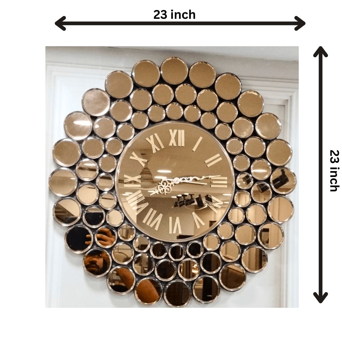 Mirror Wall Clock Round Circle Style Copper thumbnail