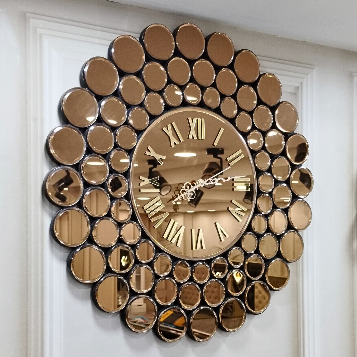 Mirror Wall Clock Round Circle Style Copper thumbnail