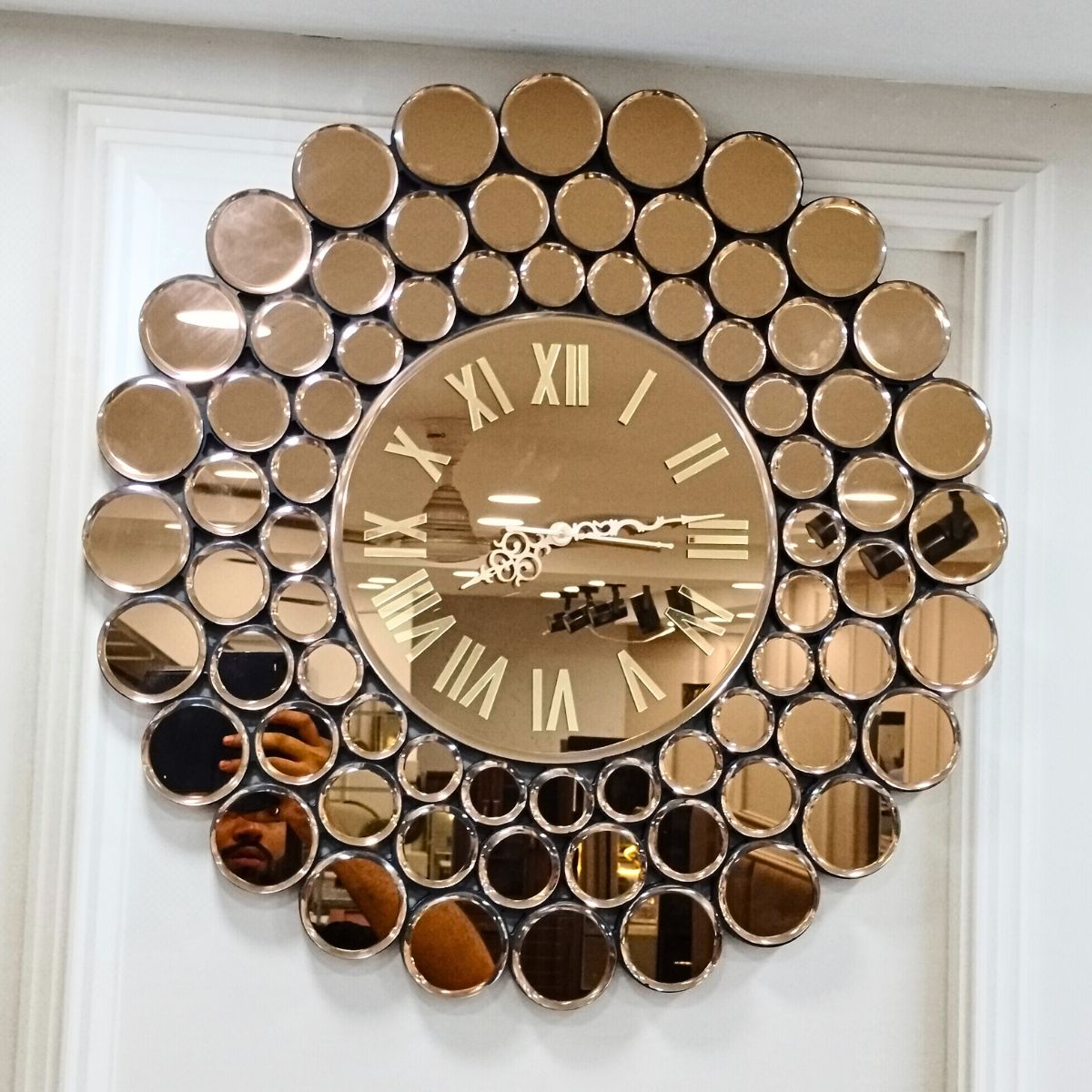 Mirror Wall Clock Round Circle Style Copper Mirror Wall Clock Round Circle Style Copper