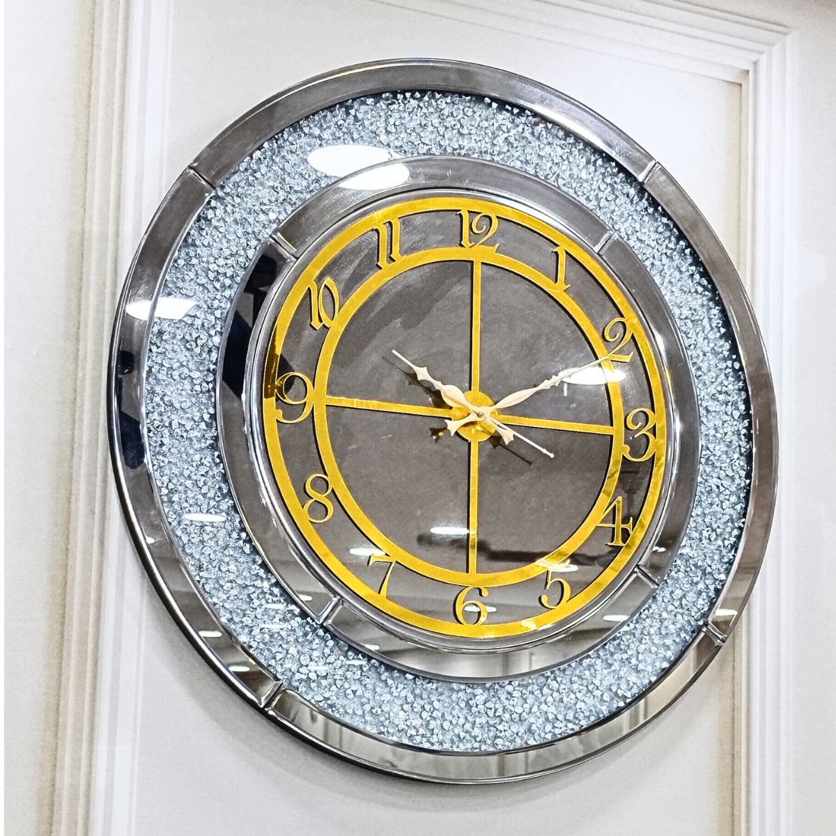  Silver & Gold Wall Clock With Roman Numerical Style thumbnail