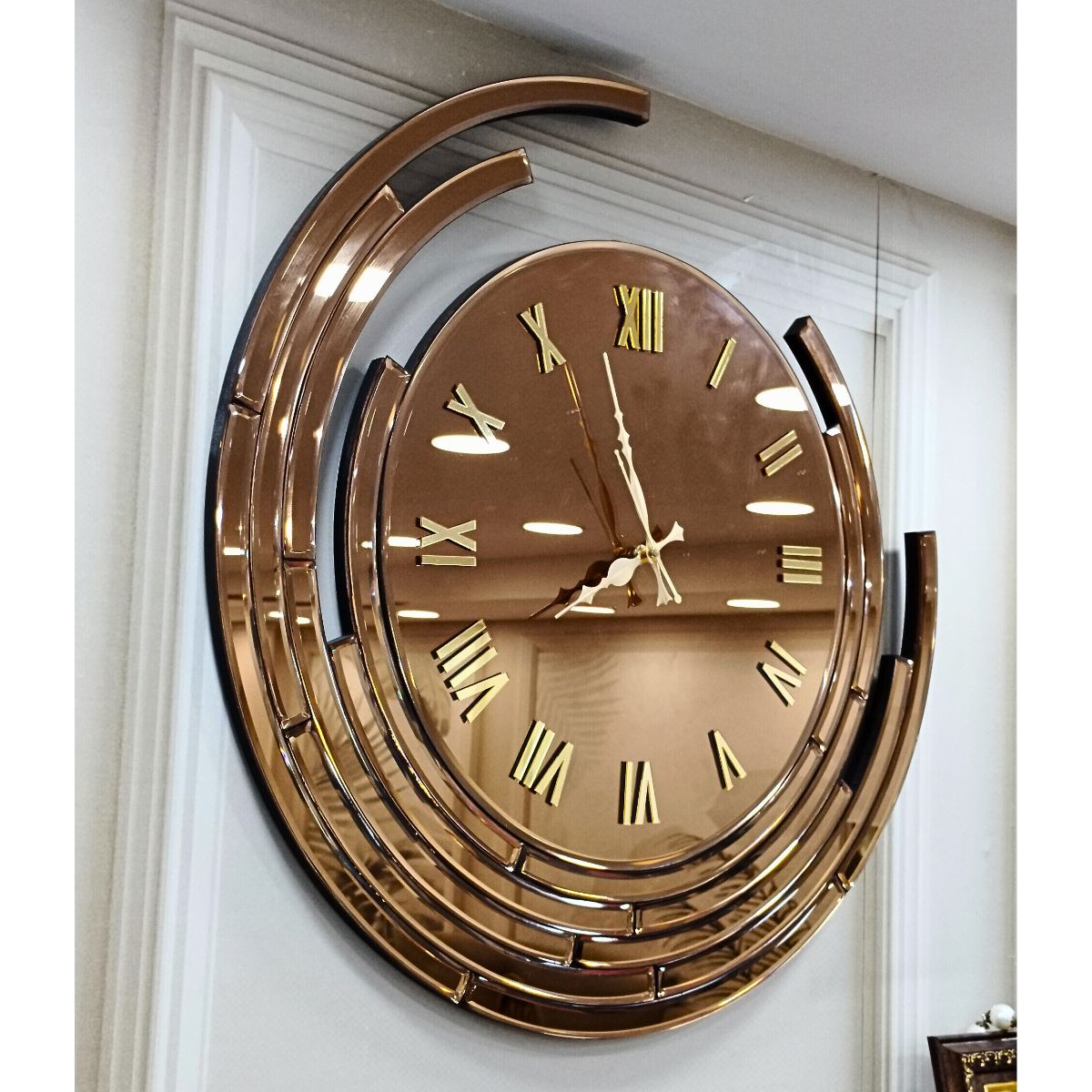 Half Moon Mirror Wall Clock Eclipse Style thumbnail